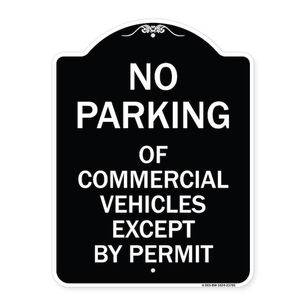 Signmission No Parking of Commercial Vehicles Except by Permit Heavy-Gauge Alum, 18" L, 24" H, BW-1824-23701 A-DES-BW-1824-23701 - main